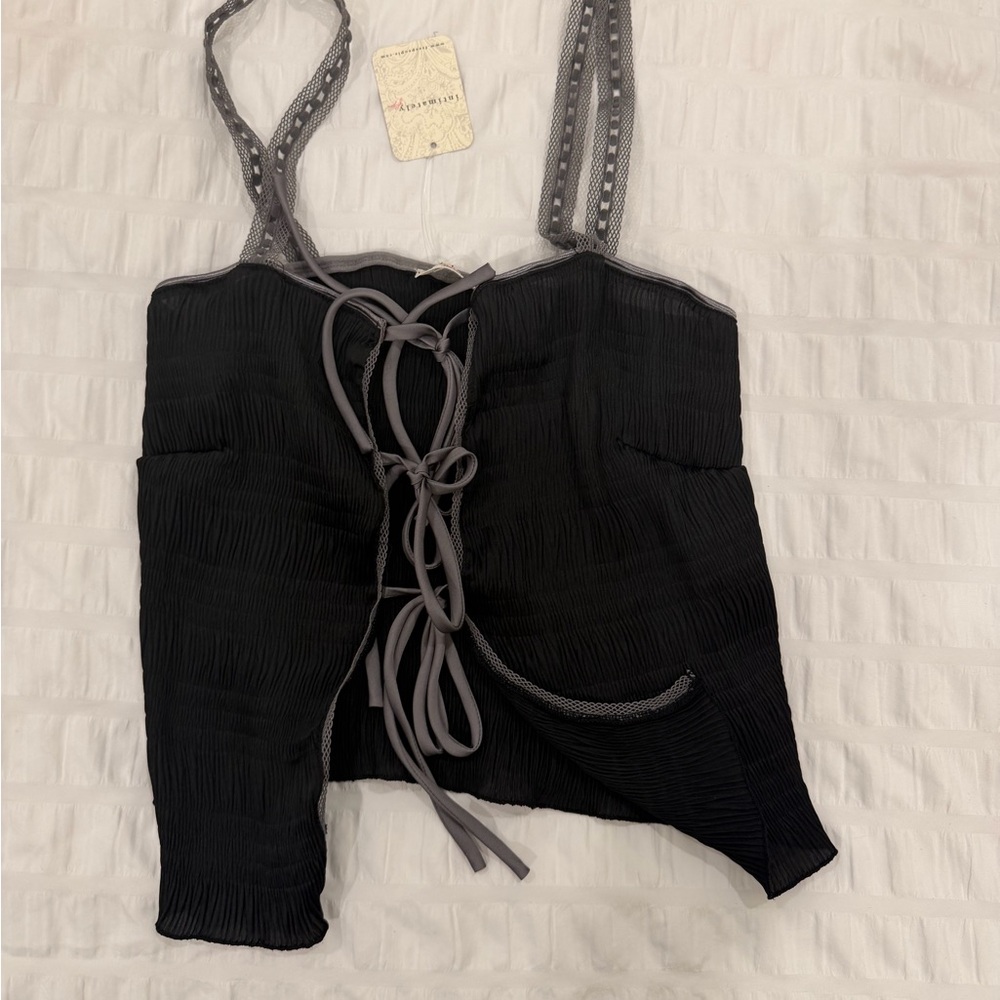 Free People Black Camisole with Gray Accents
